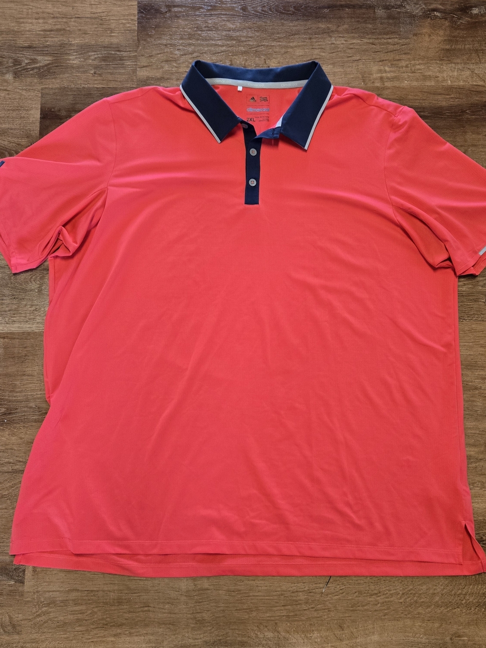 adidas Climacool Men’s Coral Red Polo with Navy Contrast Collar 2XL
